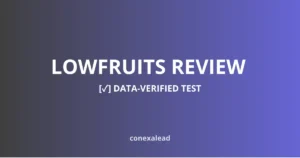 LowFruits review banner with data-verified test badge by Conexalead SEO services.